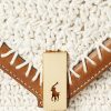 Pergamenové krémové dámské kabelky Ralph Lauren Polo ID háčkované obálky s řetízkem Crossbody