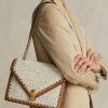 Pergamenové krémové dámské kabelky Ralph Lauren Polo ID háčkované obálky s řetízkem Crossbody