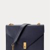 Půlnoční námořnické dámské kabelky Ralph Lauren Polo ID s koženou obálkou a řetízkem přes tělo Půlnoční námořnické dámské kabelky Ralph Lauren Polo ID s koženou obálkou a řetízkem přes tělo