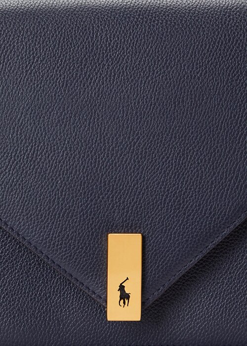 Půlnoční námořnické dámské kabelky Ralph Lauren Polo ID s koženou obálkou a řetízkem přes tělo Půlnoční námořnické dámské kabelky Ralph Lauren Polo ID s koženou obálkou a řetízkem přes tělo
