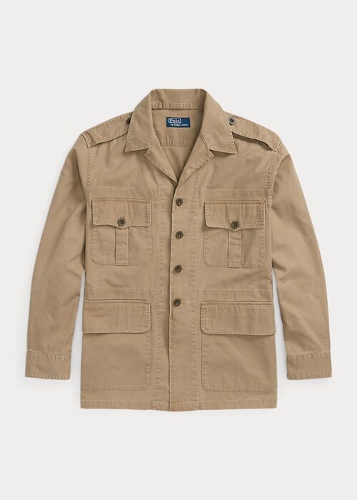 Pánské khaki bundy Ralph Lauren Dobby Utility Overshirt Pánské khaki bundy Ralph Lauren Dobby Utility Overshirt