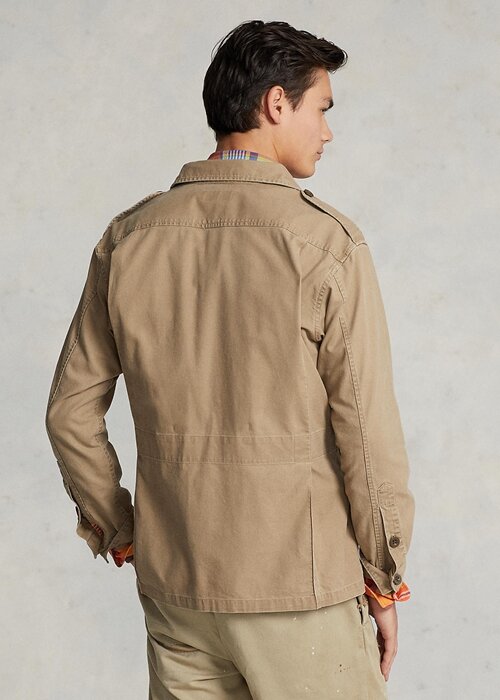 Pánské khaki bundy Ralph Lauren Dobby Utility Overshirt Pánské khaki bundy Ralph Lauren Dobby Utility Overshirt