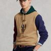 Pánská khaki mikina Ralph Lauren Polo Bear s barevným blokem fleecová mikina s kapucí Pánská khaki mikina Ralph Lauren Polo Bear s barevným blokem fleecová mikina s kapucí