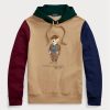 Pánská khaki mikina Ralph Lauren Polo Bear s barevným blokem fleecová mikina s kapucí Pánská khaki mikina Ralph Lauren Polo Bear s barevným blokem fleecová mikina s kapucí