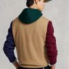 Pánská khaki mikina Ralph Lauren Polo Bear s barevným blokem fleecová mikina s kapucí Pánská khaki mikina Ralph Lauren Polo Bear s barevným blokem fleecová mikina s kapucí