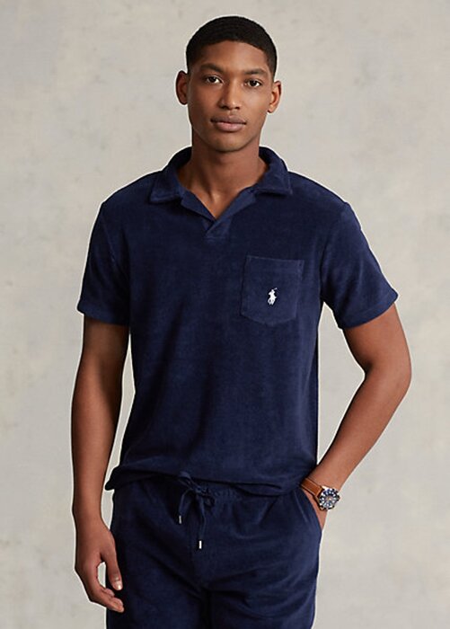 Pánské námořnické triko Slim Fit Terry Polo na zakázku Ralph Lauren Pánské námořnické triko Slim Fit Terry Polo na zakázku Ralph Lauren