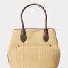 Přírodní dámské kabelky Ralph Lauren Leather-Trim Slaměné střední Bellport Tote Bags Přírodní dámské kabelky Ralph Lauren Leather-Trim Slaměné střední Bellport Tote Bags