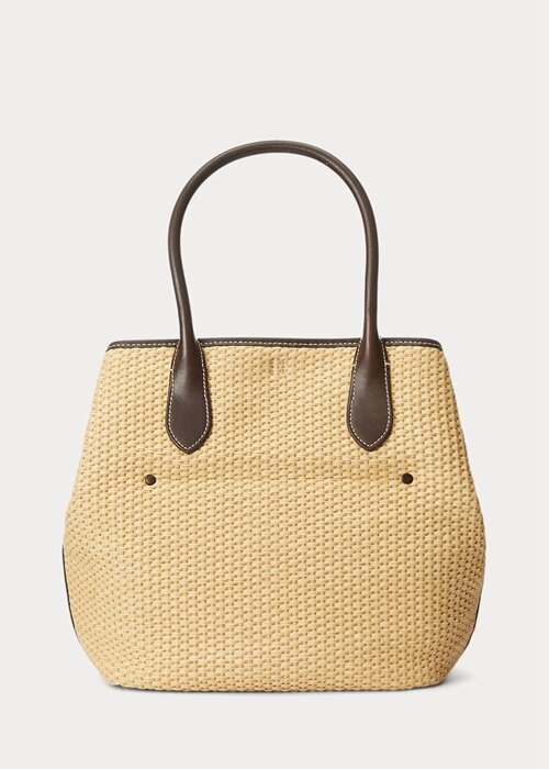 Přírodní dámské kabelky Ralph Lauren Leather-Trim Slaměné střední Bellport Tote Bags Přírodní dámské kabelky Ralph Lauren Leather-Trim Slaměné střední Bellport Tote Bags