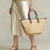 Přírodní dámské kabelky Ralph Lauren Leather-Trim Slaměné střední Bellport Tote Bags Přírodní dámské kabelky Ralph Lauren Leather-Trim Slaměné střední Bellport Tote Bags