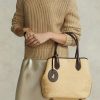 Přírodní dámské kabelky Ralph Lauren Leather-Trim Slaměné střední Bellport Tote Bags Přírodní dámské kabelky Ralph Lauren Leather-Trim Slaměné střední Bellport Tote Bags