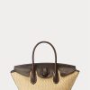 Přírodní dámská kůže Ralph Lauren & Slaměné střední brašny Bellport Satchel Bags