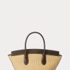 Přírodní dámská kůže Ralph Lauren & Slaměné střední brašny Bellport Satchel Bags