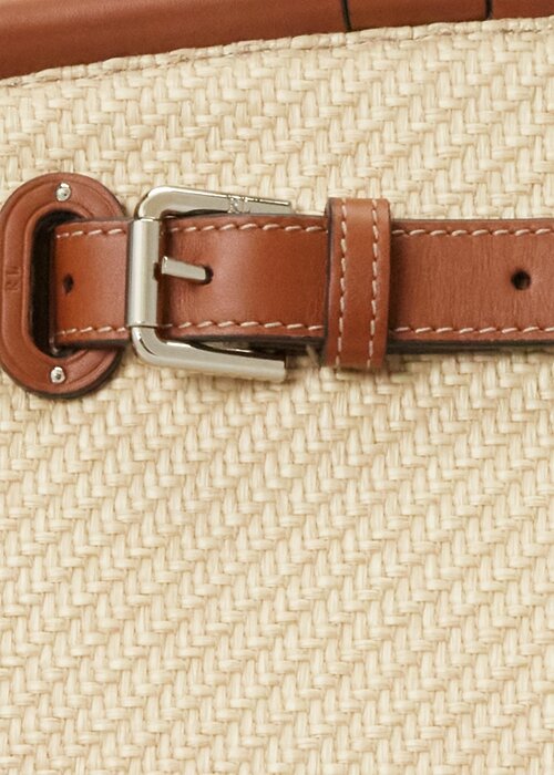 Přírodní dámské Ralph Lauren Raffia & Kabelka z teletiny Medium RL50 Přírodní dámské Ralph Lauren Raffia & Kabelka z teletiny Medium RL50