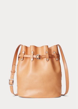 Přírodní dámské velké kabelky Bellport Ralph Lauren Stud Vachetta