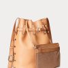 Přírodní dámské velké kabelky Bellport Ralph Lauren Stud Vachetta