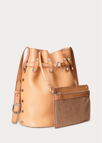 Přírodní dámské velké kabelky Bellport Ralph Lauren Stud Vachetta