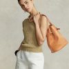 Přírodní dámské velké kabelky Bellport Ralph Lauren Stud Vachetta