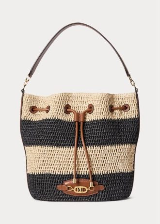 Přírodní/Černá/Lauren Tan Dámská Velká slámová kabelka Ralph Lauren Andie