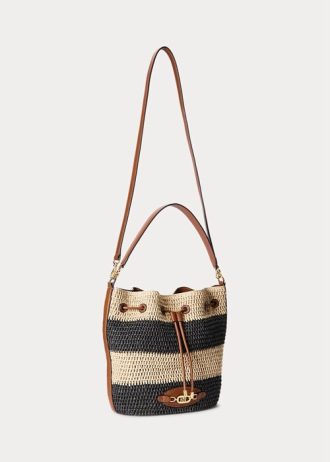 Přírodní/Černá/Lauren Tan Dámská Velká slámová kabelka Ralph Lauren Andie