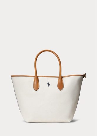 Přírodní/námořnické dámské oboustranné plátěné střední kabelky Bellport Ralph Lauren