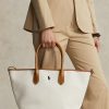 Přírodní/námořnické dámské oboustranné plátěné střední kabelky Bellport Ralph Lauren Přírodní/námořnické dámské oboustranné plátěné střední kabelky Bellport Ralph Lauren