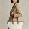 Přírodní/námořnické dámské oboustranné plátěné střední kabelky Bellport Ralph Lauren Přírodní/námořnické dámské oboustranné plátěné střední kabelky Bellport Ralph Lauren