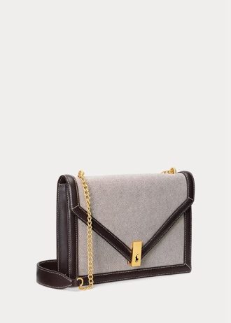 Přírodní/tabákové dámské Ralph Lauren Polo ID Plátěná obálka Řetízkové kabelky Crossbody