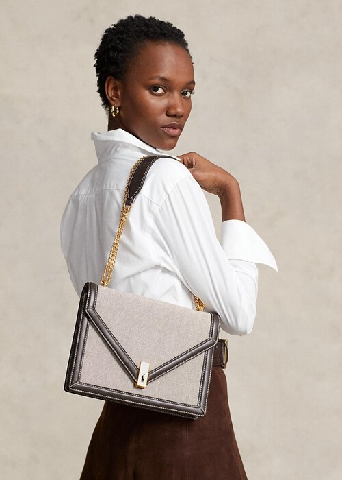 Přírodní/tabákové dámské Ralph Lauren Polo ID Plátěná obálka Řetízkové kabelky Crossbody Přírodní/tabákové dámské Ralph Lauren Polo ID Plátěná obálka Řetízkové kabelky Crossbody