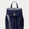 Rafinované dámské batohy Ralph Lauren s reliéfní kůží střední Winny