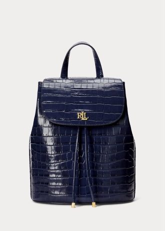 Rafinované dámské batohy Ralph Lauren s reliéfní kůží střední Winny