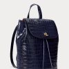 Rafinované dámské batohy Ralph Lauren s reliéfní kůží střední Winny