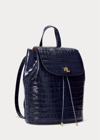 Rafinované dámské batohy Ralph Lauren s reliéfní kůží střední Winny