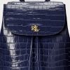 Rafinované dámské batohy Ralph Lauren s reliéfní kůží střední Winny