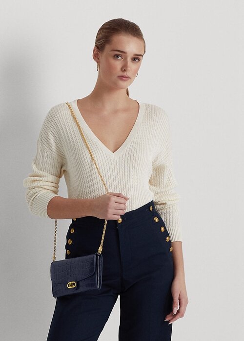 Rafinované dámské crossbody kabelky Ralph Lauren z embosované kůže Medium Adair Rafinované dámské crossbody kabelky Ralph Lauren z embosované kůže Medium Adair