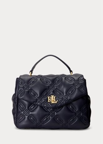 Rafinované dámské prošívané kožené tašky Ralph Lauren Medium Farrah Satchel
