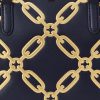 Rafinované námořnické/moderní zlaté dámské kožené brašny Ralph Lauren s fóliovým potiskem, střední Marcy