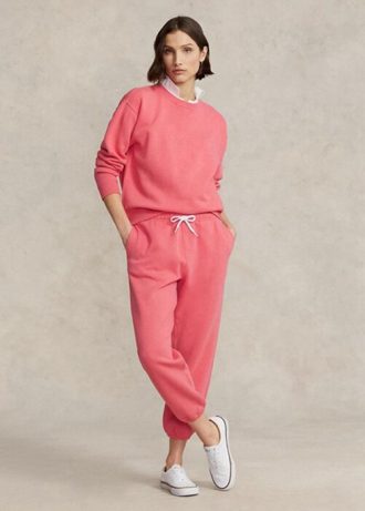 Růžové dámské atletické kalhoty Ralph Lauren Fleece