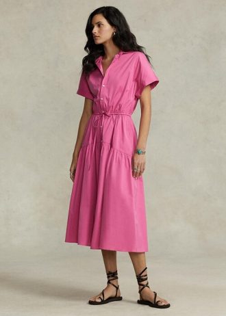 Růžové dámské šaty se stahovací šňůrkou Ralph Lauren