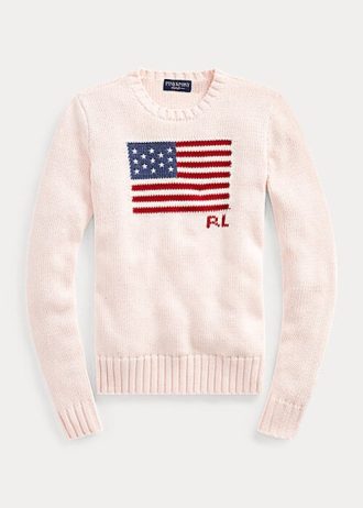 Růžové dámské bavlněné svetry Ralph Lauren Pink Pony Flag Růžové dámské bavlněné svetry Ralph Lauren Pink Pony Flag