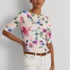 Růžová dámská bavlněná trička Ralph Lauren Floral Stretch Růžová dámská bavlněná trička Ralph Lauren Floral Stretch