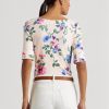 Růžová dámská bavlněná trička Ralph Lauren Floral Stretch Růžová dámská bavlněná trička Ralph Lauren Floral Stretch