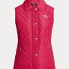 Růžová dámská diamantová prošívaná vesta Ralph Lauren