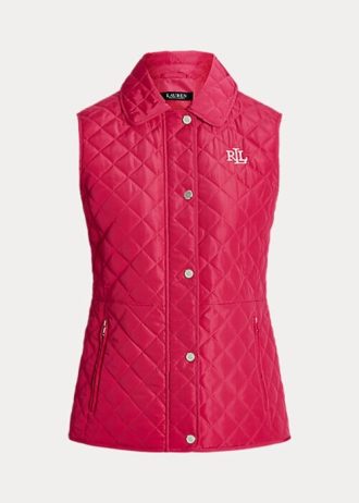 Růžová dámská diamantová prošívaná vesta Ralph Lauren