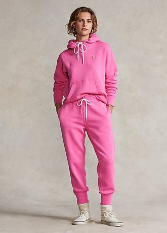 Růžové dámské fleecové tepláky Ralph Lauren Pink Pony