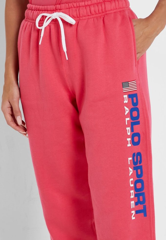 Růžové dámské kotníkové tepláky Ralph Lauren s vysokým pasem Růžové dámské kotníkové tepláky Ralph Lauren s vysokým pasem