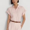 Růžové dámské lněné košile Dolman s rukávy Ralph Lauren