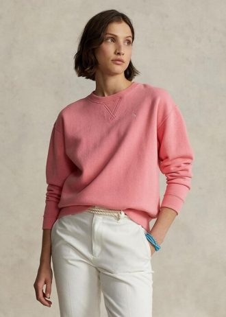 Růžové dámské mikiny Ralph Lauren Fleece Crewneck Pullover Růžové dámské mikiny Ralph Lauren Fleece Crewneck Pullover