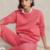 Růžové dámské mikiny Ralph Lauren Fleece Crewneck Pullover