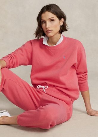 Růžové dámské mikiny Ralph Lauren Fleece Crewneck Pullover Růžové dámské mikiny Ralph Lauren Fleece Crewneck Pullover