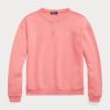 Růžové dámské mikiny Ralph Lauren Fleece Crewneck Pullover